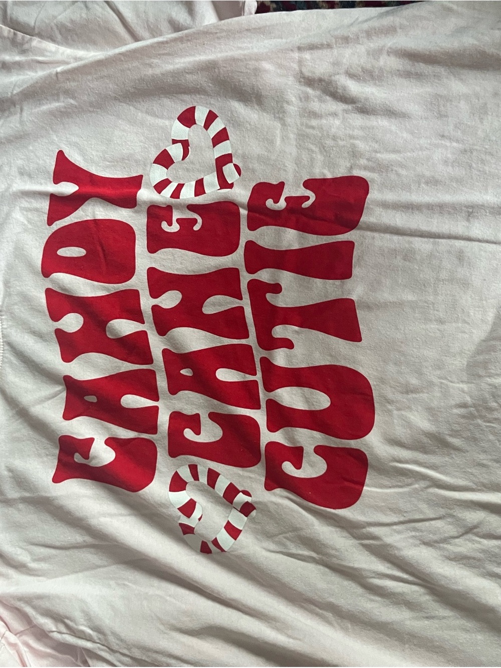 Candy Cane Cutie Graphic Tee - Red on White